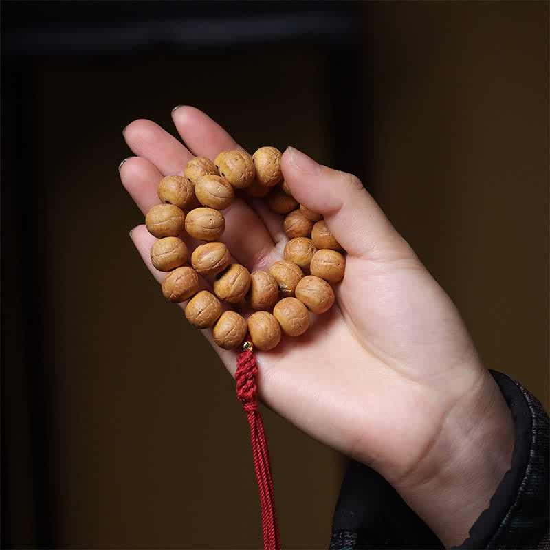 Buddha Stones Mala de poignet tibétain à pompon gravé, orné de la sagesse de l'œil de phénix et de Bodhi - image 6