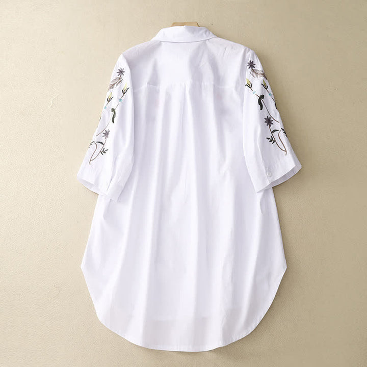 Buddha Stones Chemise à manches courtes pour femme, style bohème printemps-été, broderie florale - image 7
