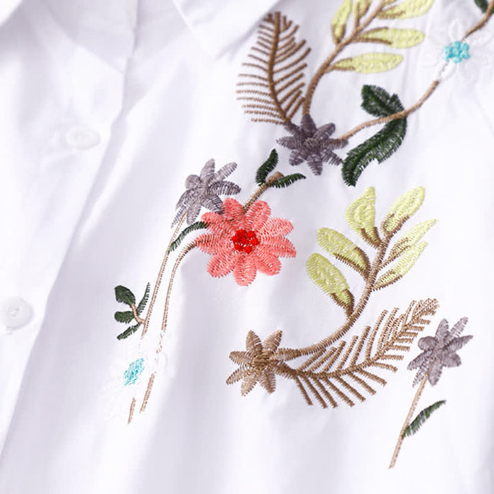 Buddha Stones Chemise à manches courtes pour femme, style bohème printemps-été, broderie florale - image 9