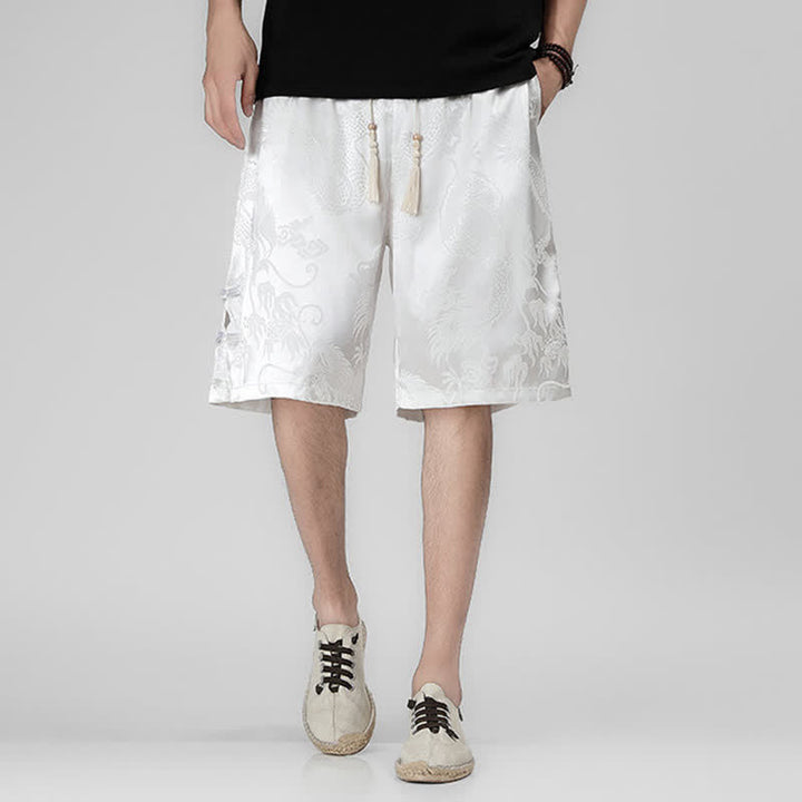 Buddha Stones Short d'été pour homme avec cordon de serrage, boutons latéraux en forme de grenouille et poches - image 19