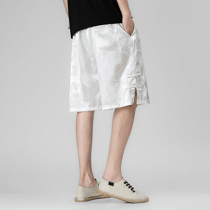 Buddha Stones Short d'été pour homme avec cordon de serrage, boutons latéraux en forme de grenouille et poches - image 12