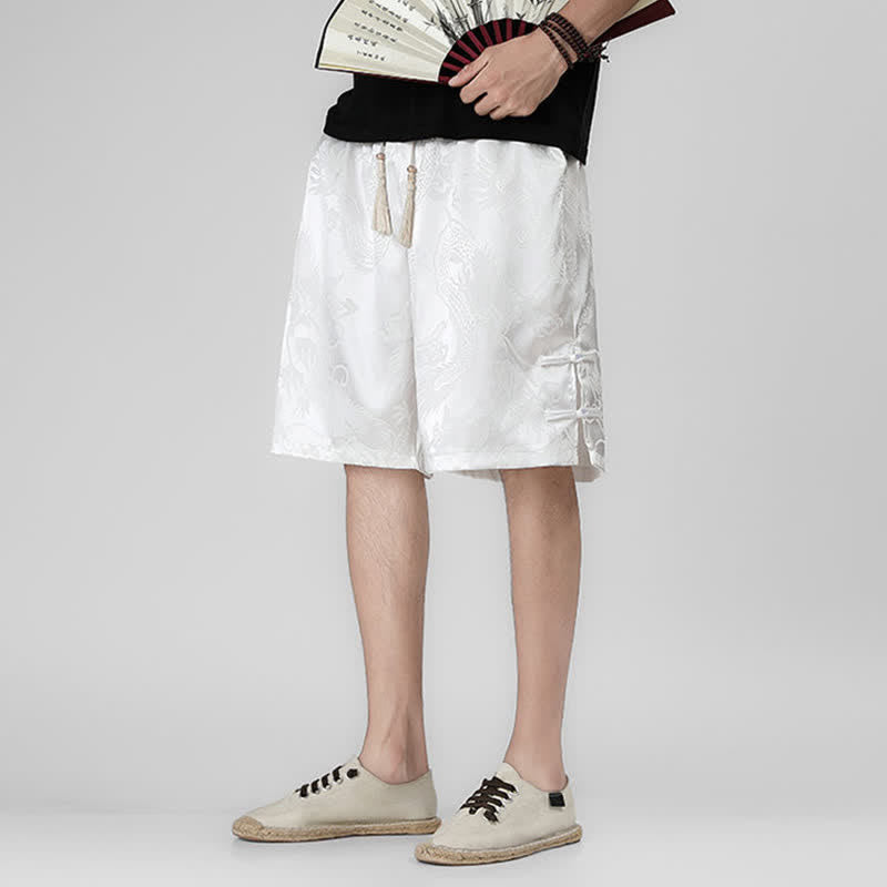 Buddha Stones Short d'été pour homme avec cordon de serrage, boutons latéraux en forme de grenouille et poches - image 20