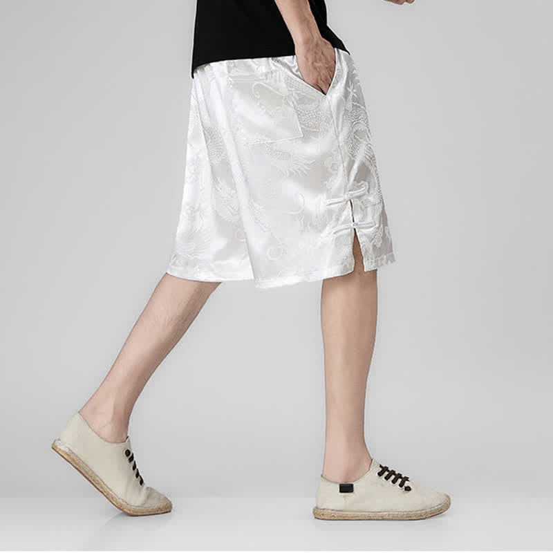 Buddha Stones Short d'été pour homme avec cordon de serrage, boutons latéraux en forme de grenouille et poches - image 16