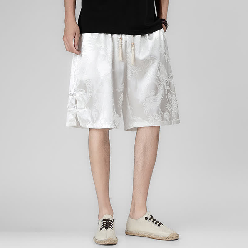 Buddha Stones Short d'été pour homme avec cordon de serrage, boutons latéraux en forme de grenouille et poches - image 11