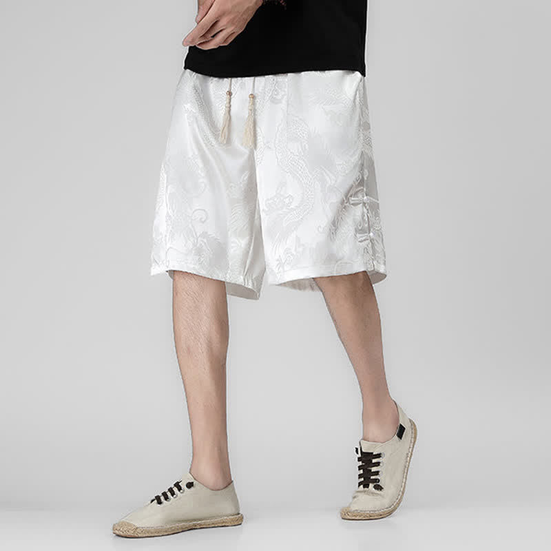 Buddha Stones Short d'été pour homme avec cordon de serrage, boutons latéraux en forme de grenouille et poches - image 14