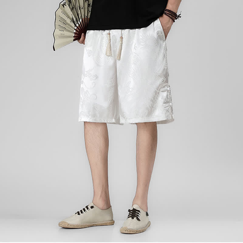 Buddha Stones Short d'été pour homme avec cordon de serrage, boutons latéraux en forme de grenouille et poches - image 18