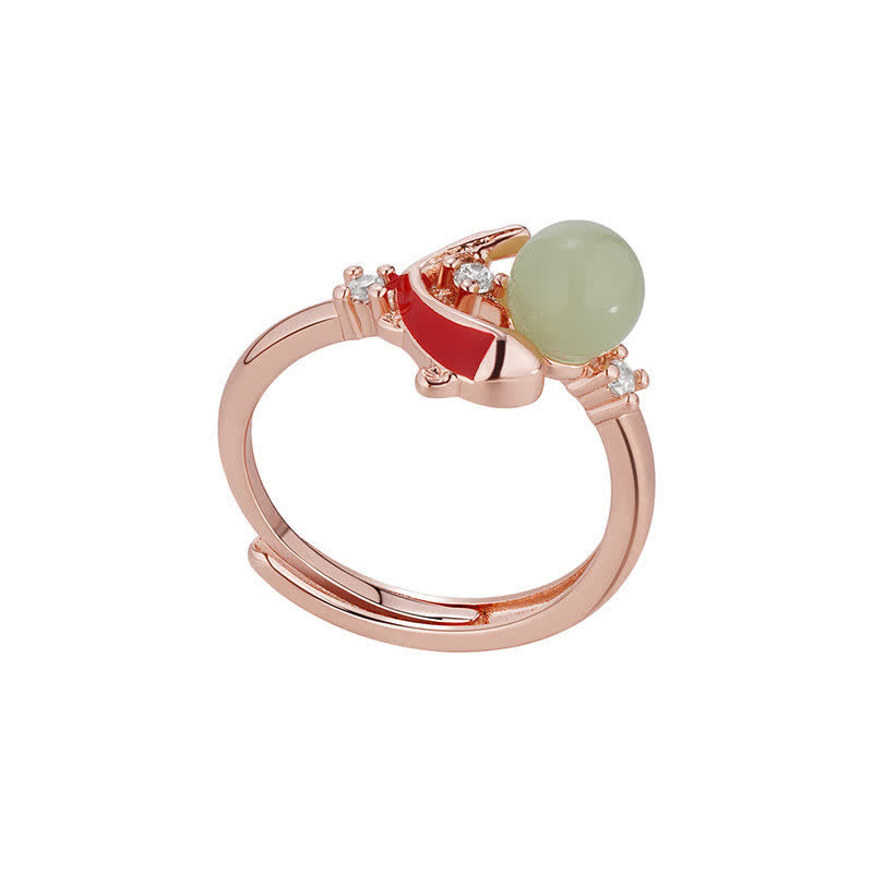 Buddha Stones Bague ouverte ajustable inspirée des perles et des poissons koi en cuivre - image 9