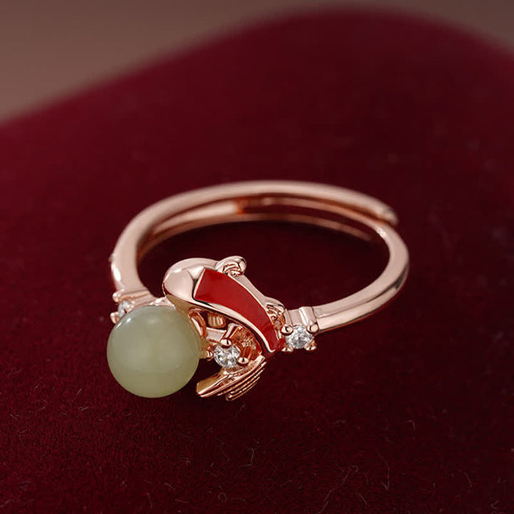 Buddha Stones Bague ouverte ajustable inspirée des perles et des poissons koi en cuivre - image 8