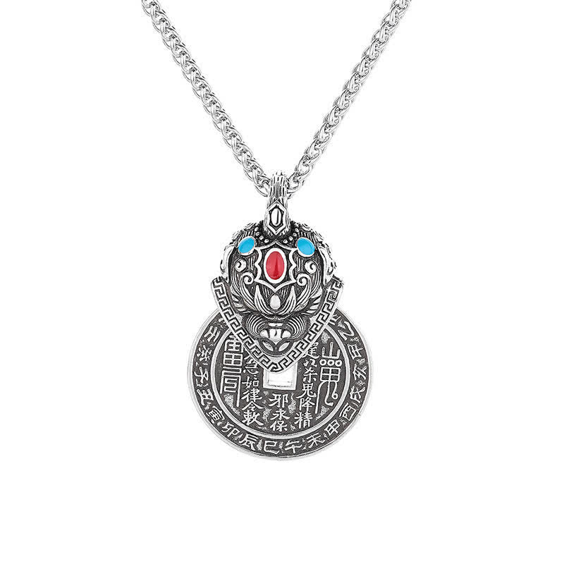 Buddha Stones Collier vintage en cuivre émaillé PiXiu, symbole de richesse chinoise - image 3