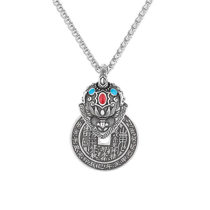 Buddha Stones Collier vintage en cuivre émaillé PiXiu, symbole de richesse chinoise - image 3