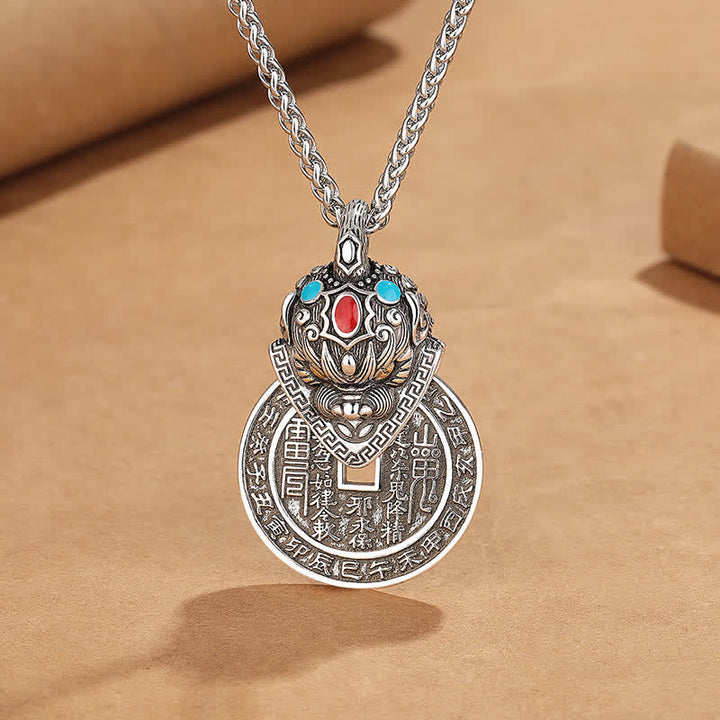 Buddha Stones Collier vintage en cuivre émaillé PiXiu, symbole de richesse chinoise - Cuivre (Richesse ♥ Prendre soin de soi) - image 0