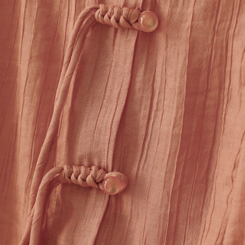 Buddha Stones Chemise d'été bohème à boutons, col rond, manches courtes, pour femme - image 19