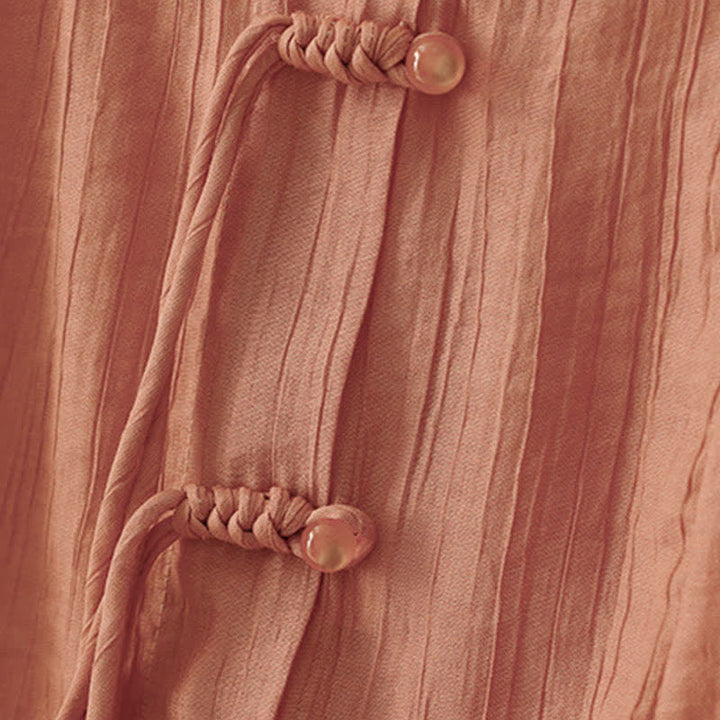 Buddha Stones Chemise d'été bohème à boutons, col rond, manches courtes, pour femme - image 19