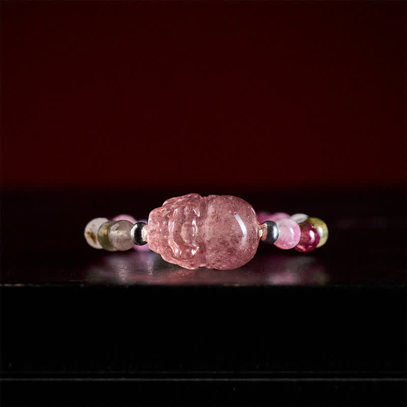 Buddha Stones Mini perles de 3 mm en pierre de lune naturelle, tourmaline, grenat, perle, quartz fraise, anneau élastique de guérison PiXiu - image 18