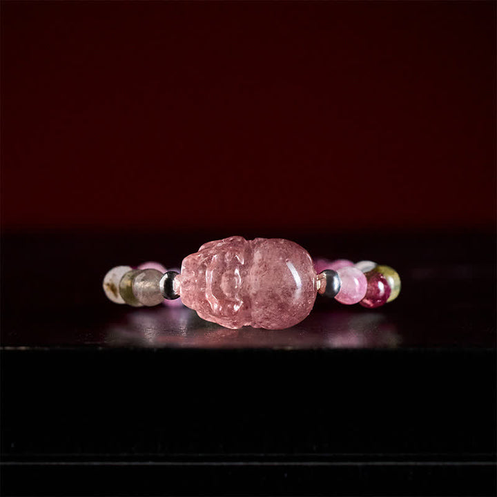 Buddha Stones Mini perles de 3 mm en pierre de lune naturelle, tourmaline, grenat, perle, quartz fraise, anneau élastique de guérison PiXiu - image 18