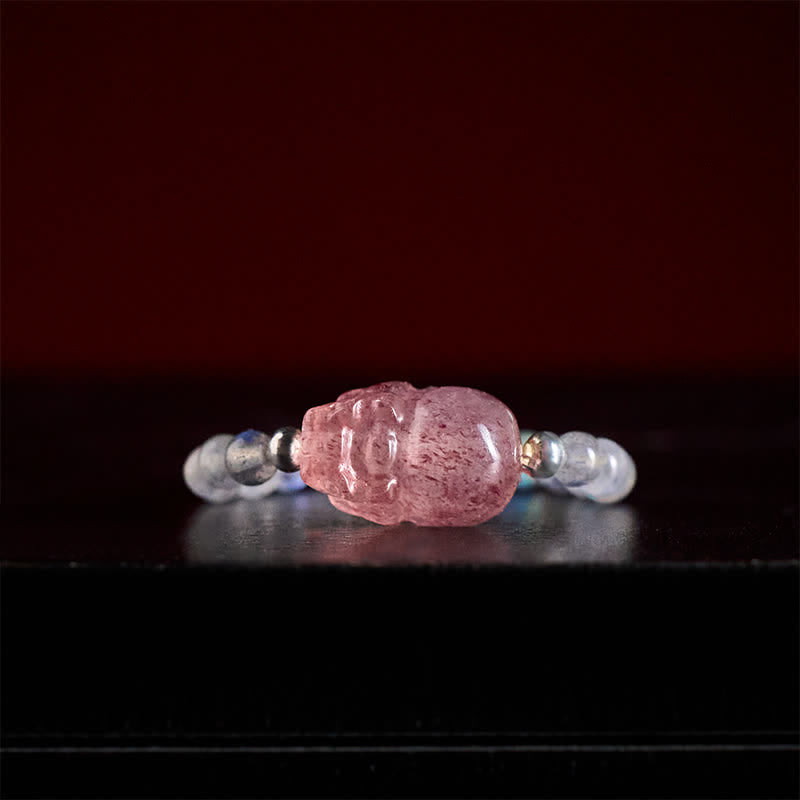 Buddha Stones Mini perles de 3 mm en pierre de lune naturelle, tourmaline, grenat, perle, quartz fraise, anneau élastique de guérison PiXiu - image 11