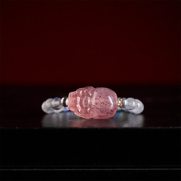 Buddha Stones Mini perles de 3 mm en pierre de lune naturelle, tourmaline, grenat, perle, quartz fraise, anneau élastique de guérison PiXiu - image 11
