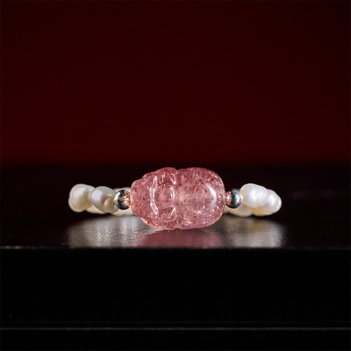 Buddha Stones Mini perles de 3 mm en pierre de lune naturelle, tourmaline, grenat, perle, quartz fraise, anneau élastique de guérison PiXiu - image 23