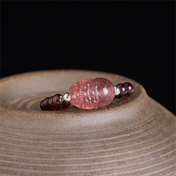 Buddha Stones Mini perles de 3 mm en pierre de lune naturelle, tourmaline, grenat, perle, quartz fraise, anneau élastique de guérison PiXiu - image 2