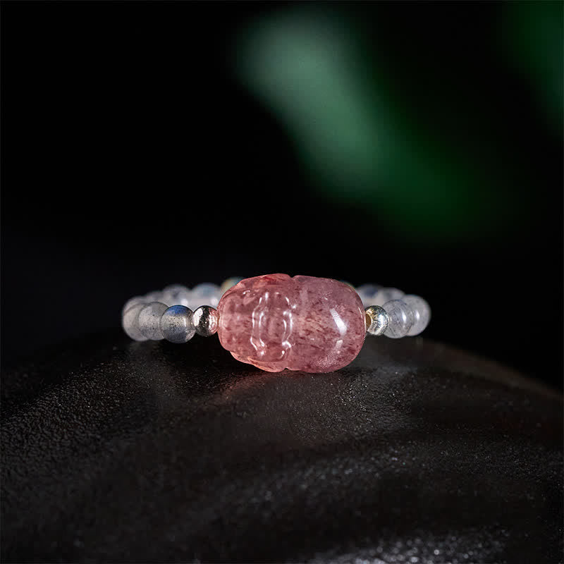 Buddha Stones Mini perles de 3 mm en pierre de lune naturelle, tourmaline, grenat, perle, quartz fraise, anneau élastique de guérison PiXiu - image 12