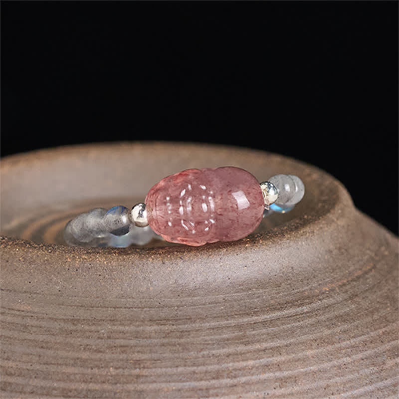 Buddha Stones Mini perles de 3 mm en pierre de lune naturelle, tourmaline, grenat, perle, quartz fraise, anneau élastique de guérison PiXiu - image 10