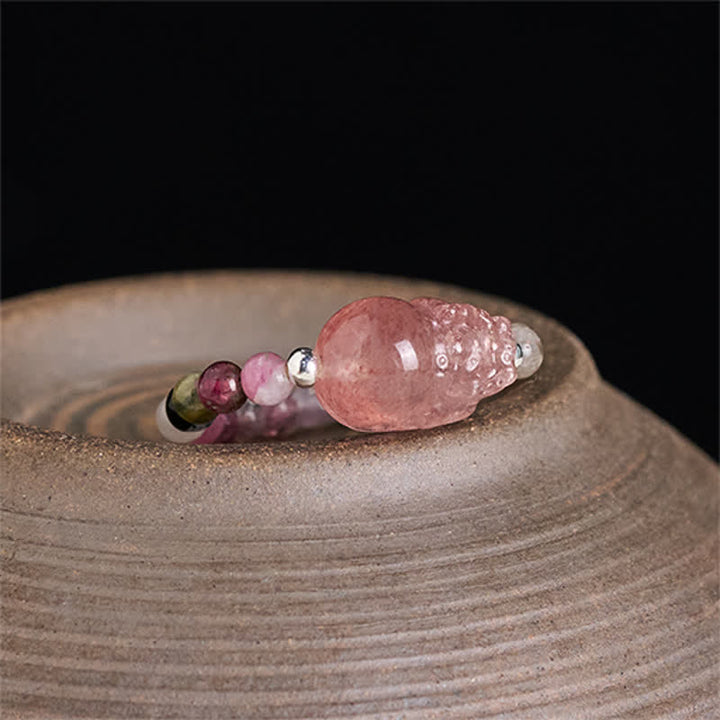 Buddha Stones Mini perles de 3 mm en pierre de lune naturelle, tourmaline, grenat, perle, quartz fraise, anneau élastique de guérison PiXiu - image 17