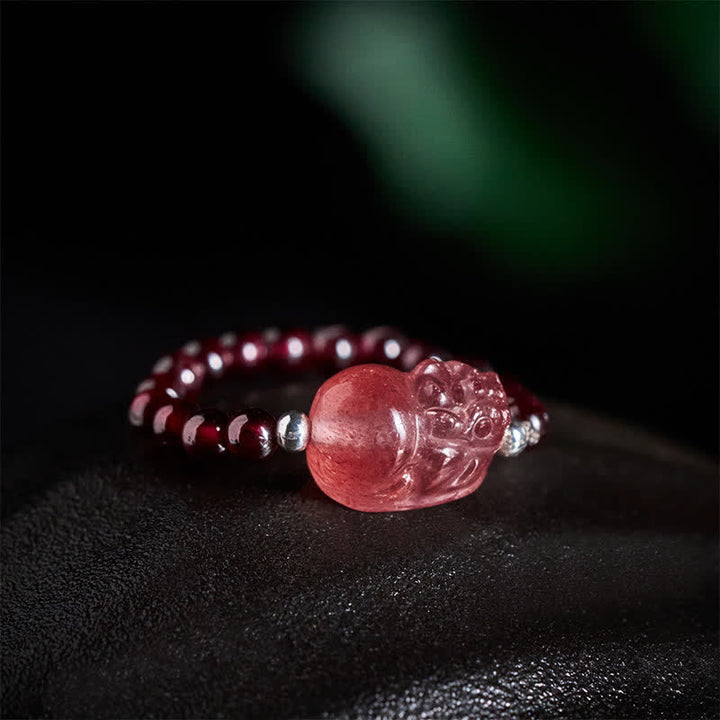 Buddha Stones Mini perles de 3 mm en pierre de lune naturelle, tourmaline, grenat, perle, quartz fraise, anneau élastique de guérison PiXiu - image 1