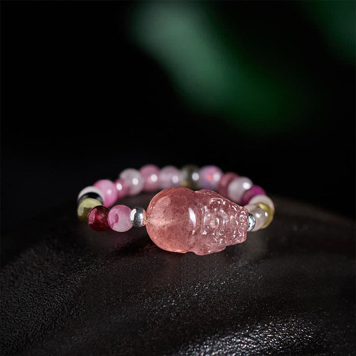 Buddha Stones Mini perles de 3 mm en pierre de lune naturelle, tourmaline, grenat, perle, quartz fraise, anneau élastique de guérison PiXiu - image 16