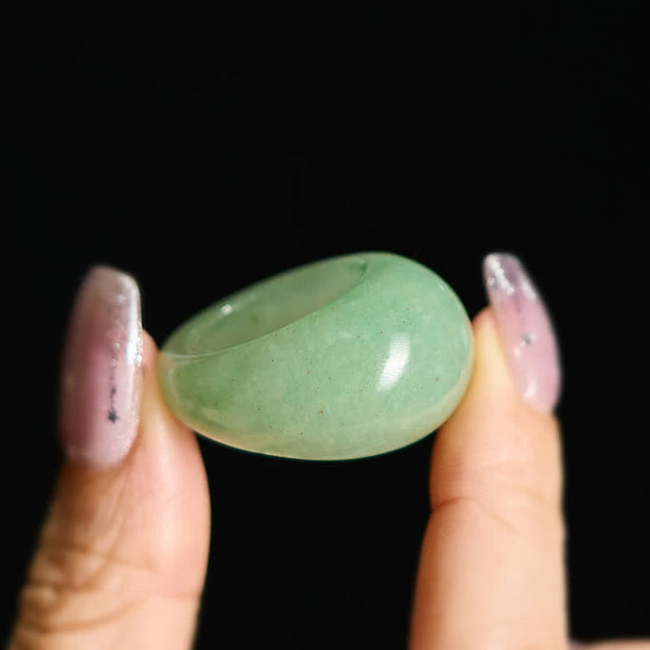 Buddha Stones Bague large en aventurine verte naturelle - image 4