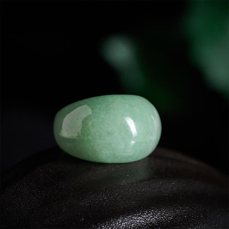 Buddha Stones Bague large en aventurine verte naturelle - image 1
