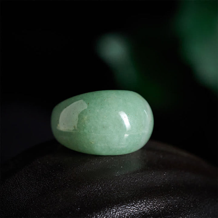 Buddha Stones Bague large en aventurine verte naturelle - image 1