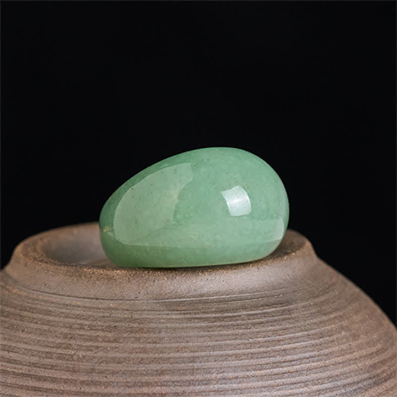 Buddha Stones Bague large en aventurine verte naturelle - image 2