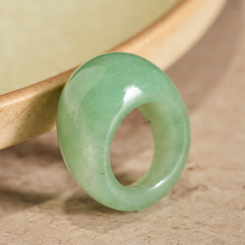 Buddha Stones Bague large en aventurine verte naturelle - image 3