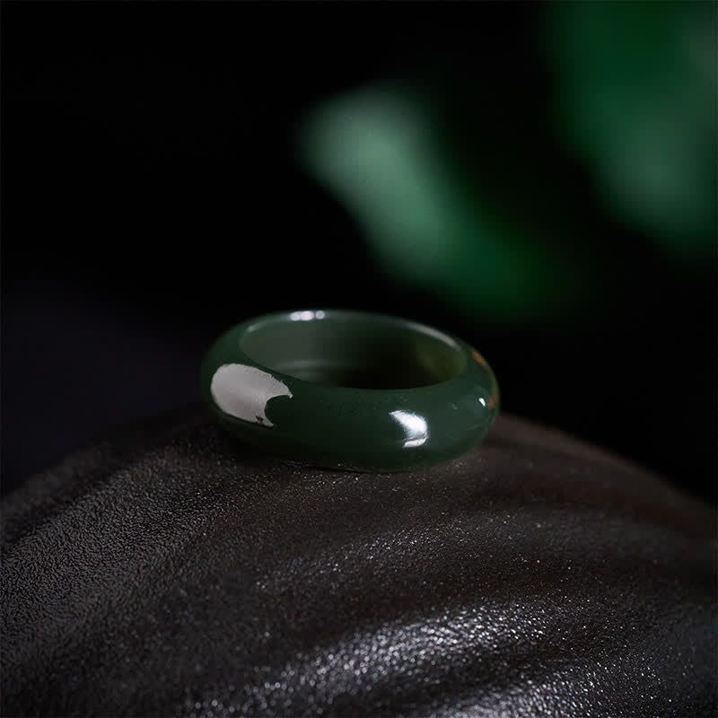 Buddha Stones Bague de guérison en jade cyan naturel - image 4