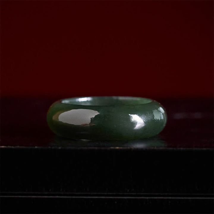 Buddha Stones Bague de guérison en jade cyan naturel - image 3