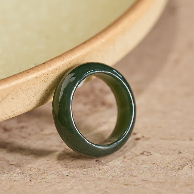 Buddha Stones Bague de guérison en jade cyan naturel - Jade cyan naturel (la couleur peut varier) - Environ 22 mm - image 0