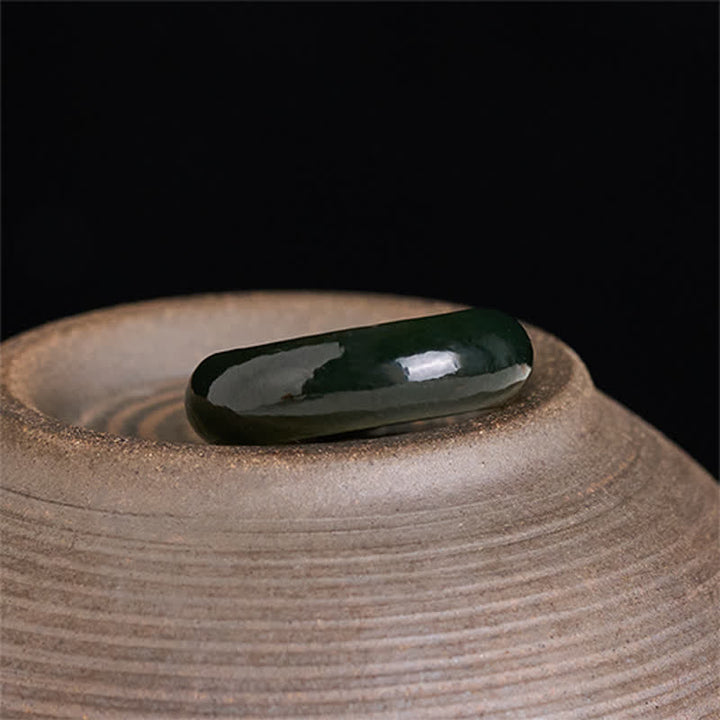 Buddha Stones Bague de guérison en jade cyan naturel - image 1