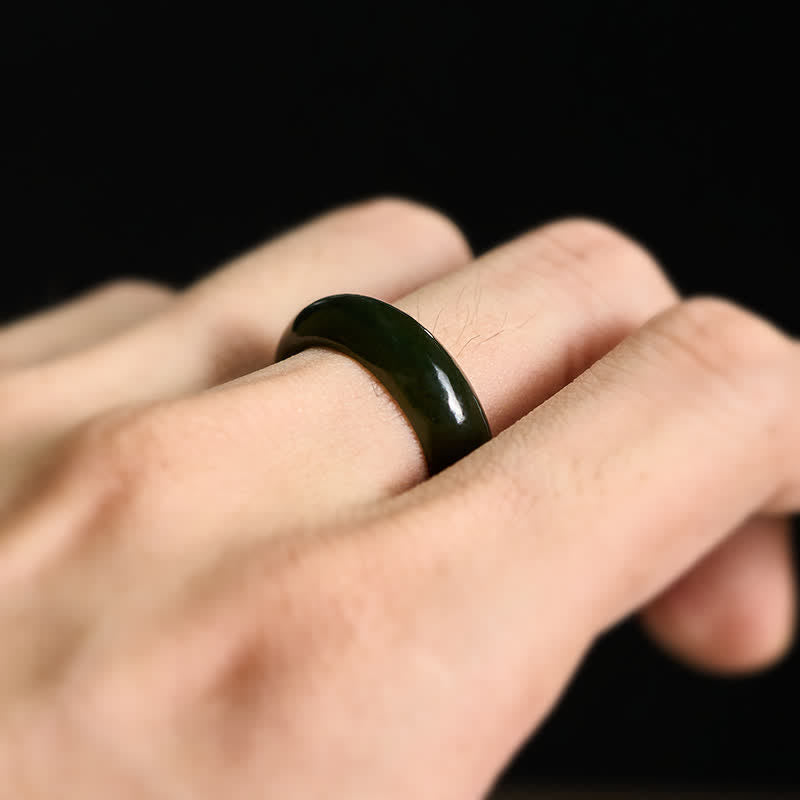 Buddha Stones Bague de guérison en jade cyan naturel - image 9