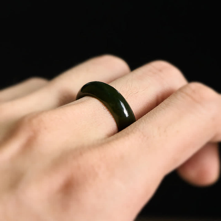Buddha Stones Bague de guérison en jade cyan naturel - image 9