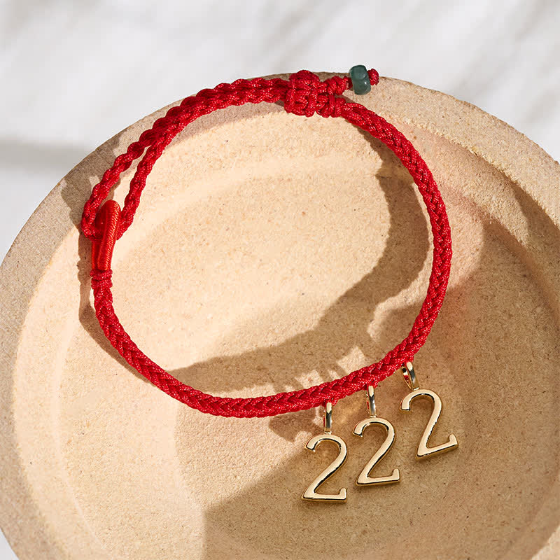 Buddha Stones Bracelet tressé en jade rouge avec numéro d'ange 777 444 333 222 111 - 111 (Tour de poignet 16-20 cm) - image 0