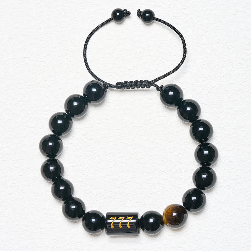 Buddha Stones Bracelet en œil de tigre en obsidienne noire naturelle avec numéro d'ange, symbole de force et d'accomplissement - image 25