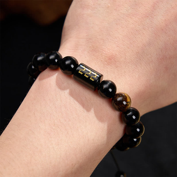 Buddha Stones Bracelet en œil de tigre en obsidienne noire naturelle avec numéro d'ange, symbole de force et d'accomplissement - image 16