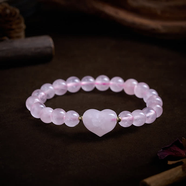 Buddha Stones Bracelet spirituel en améthyste naturelle, aventurine verte, œil de tigre et quartz fraise en forme de cœur - image 3