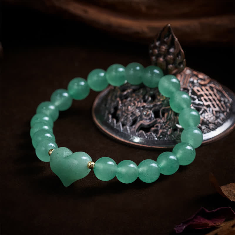 Buddha Stones Bracelet spirituel en améthyste naturelle, aventurine verte, œil de tigre et quartz fraise en forme de cœur - image 22