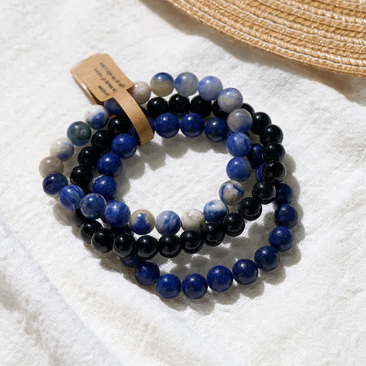 Buddha Stones Bracelet positif en perles de lazurite, lapis-lazuli, sodalite et onyx noir - image 3