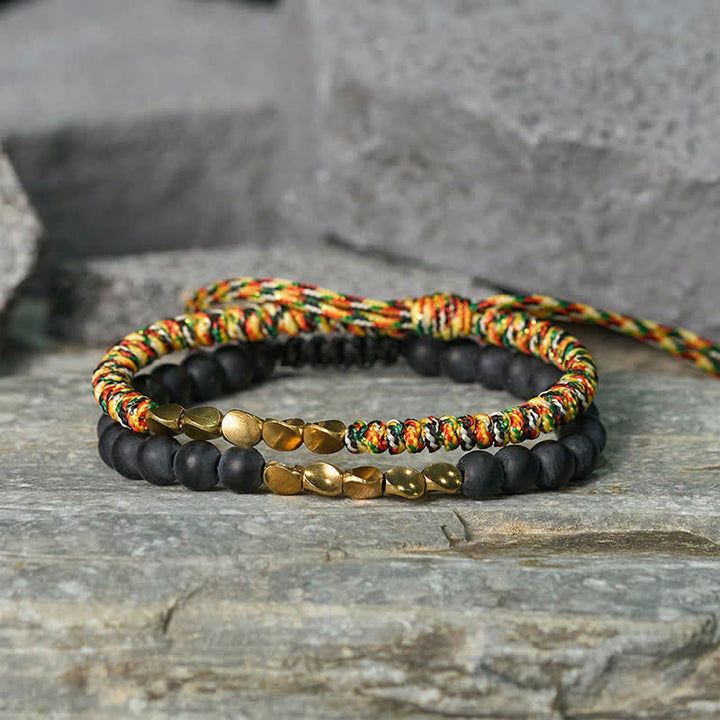 Buddha Stones Bracelet en cuivre avec 2 perles de pierre naturelle dépolie - image 1