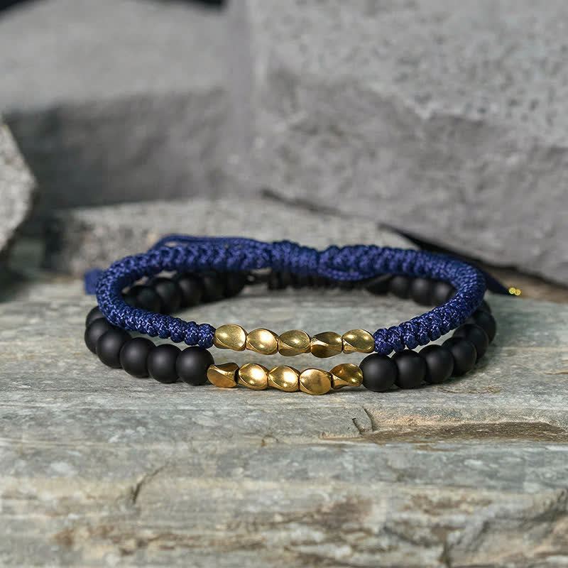 Buddha Stones Bracelet en cuivre avec 2 perles de pierre naturelle dépolie - image 6