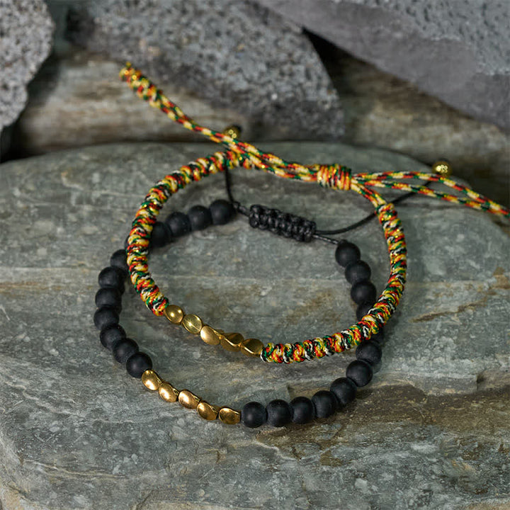 Buddha Stones Bracelet en cuivre avec 2 perles de pierre naturelle dépolie - image 2