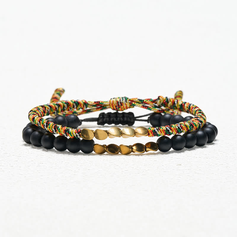 Buddha Stones Bracelet en cuivre avec 2 perles de pierre naturelle dépolie - image 3