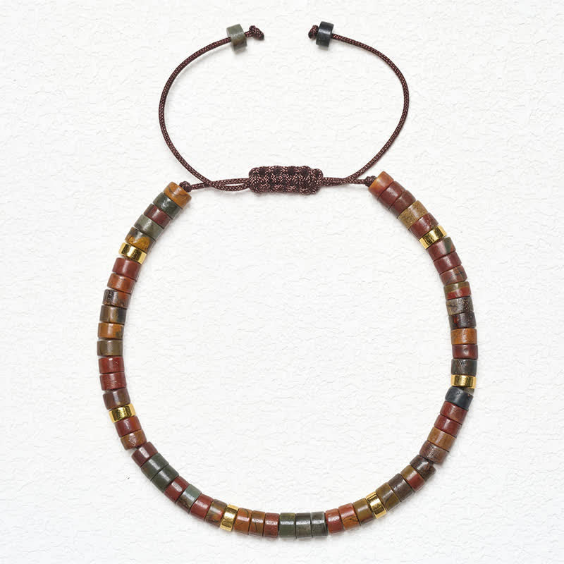 Buddha Stones Bracelet énergétique en perles de jaspe Picasso fines - image 7